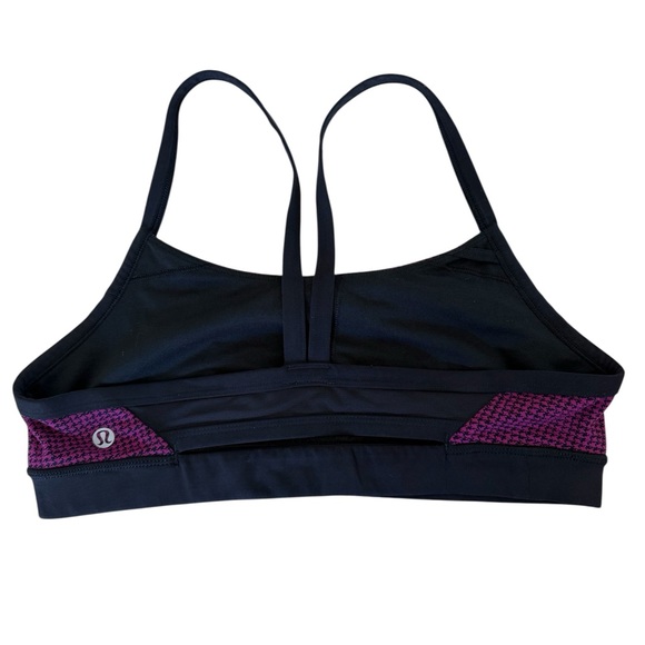 lululemon athletica Purple Patterned Thin-Strap Sports Bra with Black Trim - Picture 2 of 5